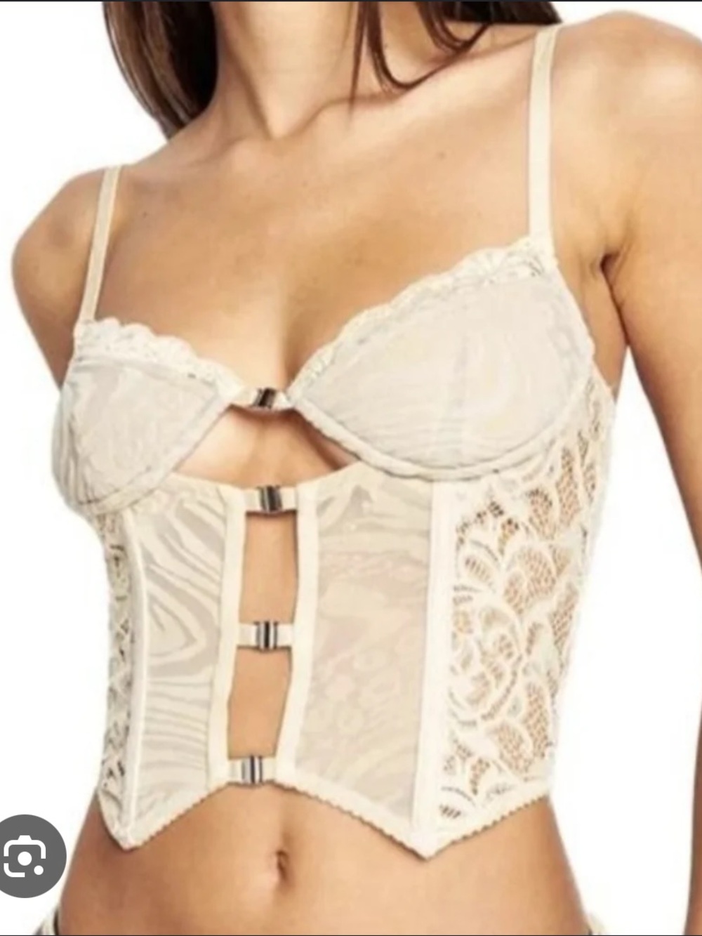 I.AM.GIA Cream Lace Bustier Bra Top